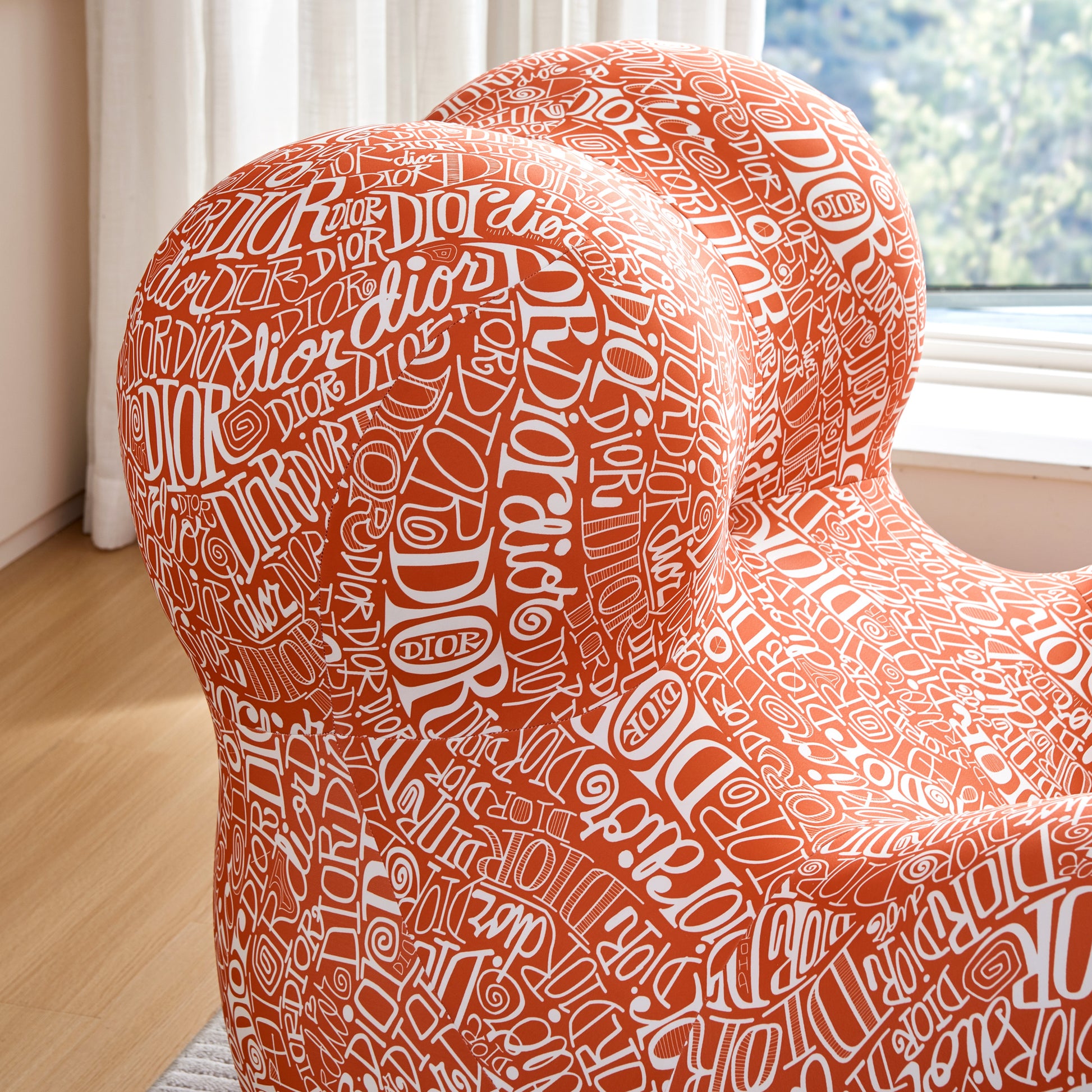 Modern Lazy Chair,Lounge Chair For Adults, Teens, Personal Sofa Chair, Single Lazy Striped Fabric Designer Mama'S Embrace Leisure Chair Dior Orange Orange Foam