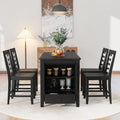 Counter Height 5 Piece Dining Table Set With Faux Marble Tabletop, Solid Wood Table Set With Storage Cabinet And Drawer, Black Wood Dining Room Solid Wood Rubberwood Rectangular Sideboard Included Wood Black Ladder Back Seats 4 60 Inches Rustic 4 Leg