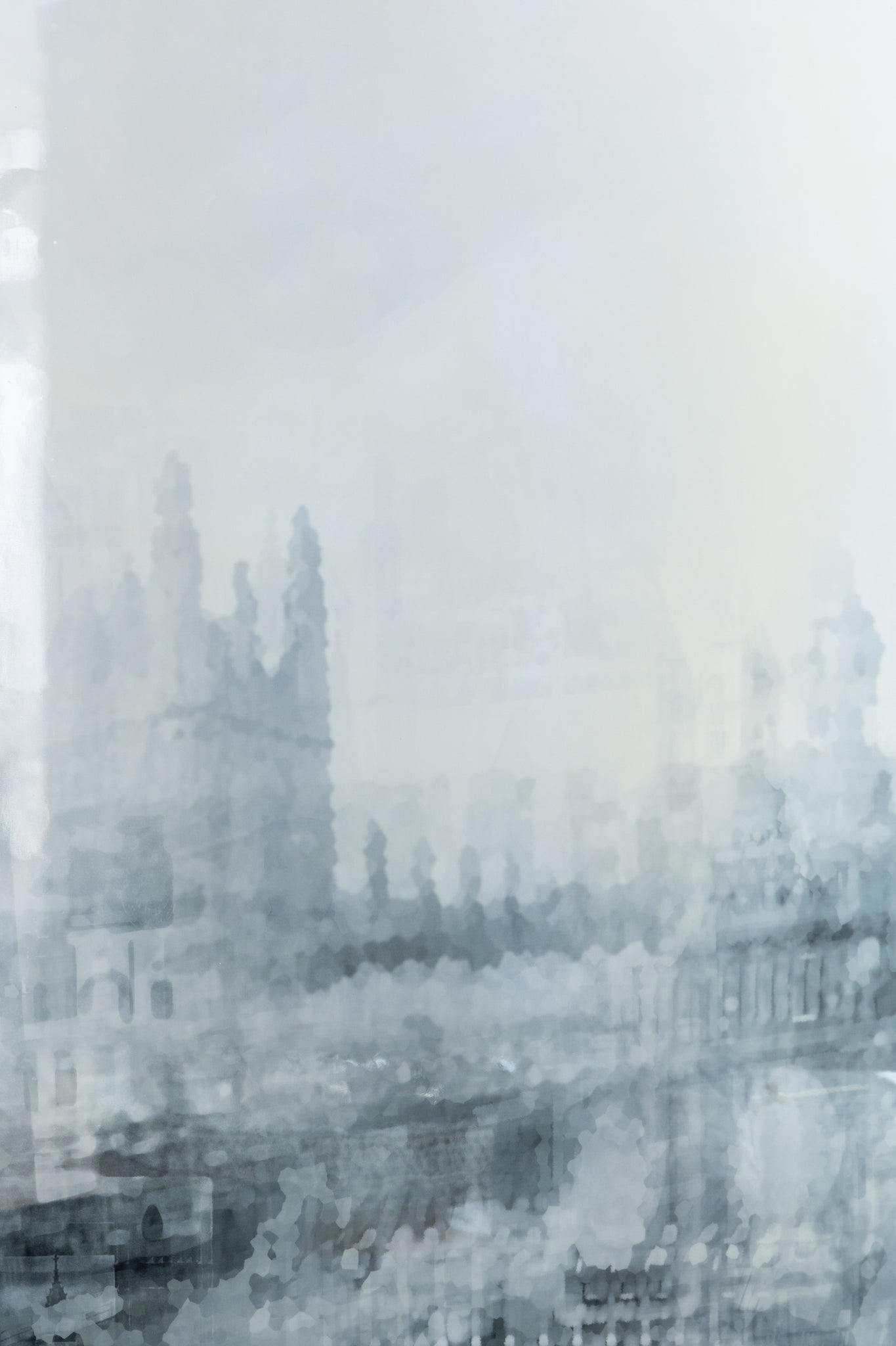 35.5" x 71" Foggy City Rectangle Framed Wall Art