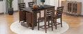 Counter Height 5 Piece Dining Table Set With Faux Marble Tabletop, Solid Wood Table Set With Storage Cabinet And Drawer, Dark Walnut Wood Dining Room Solid Wood Rubberwood Rectangular Sideboard Included Wood Walnut Ladder Back Seats 4 60 Inches Rustic 4