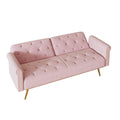 69.7 Inch Pink Velvet Nail Head Sofa Bed With Throw Pillow Pink Velvet 2 Seat