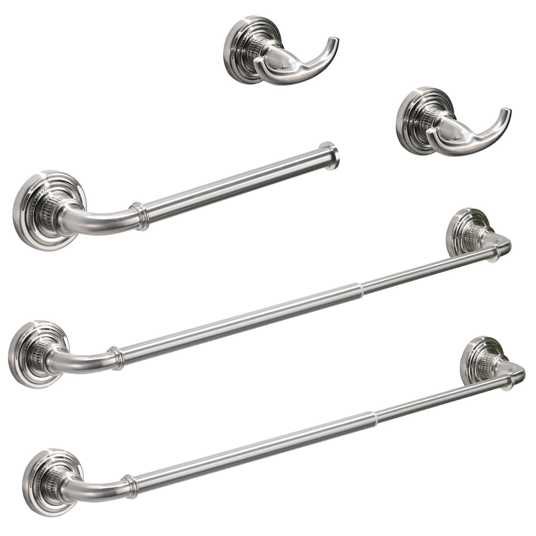 Bathroom Hardware Set Brushed Nickel 4 Pieces Bathroom Towel Rack 24 Inches Adjustable Bathroom Accessories Set Brushed Nickel Bathroom Antique,Classic,Industrial,Modern Stainless Steel