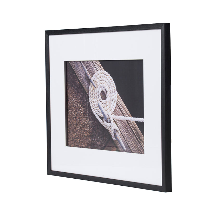 30" x 24" Rope Wall Art with Black Frame, Wall Decor white+black-plastic