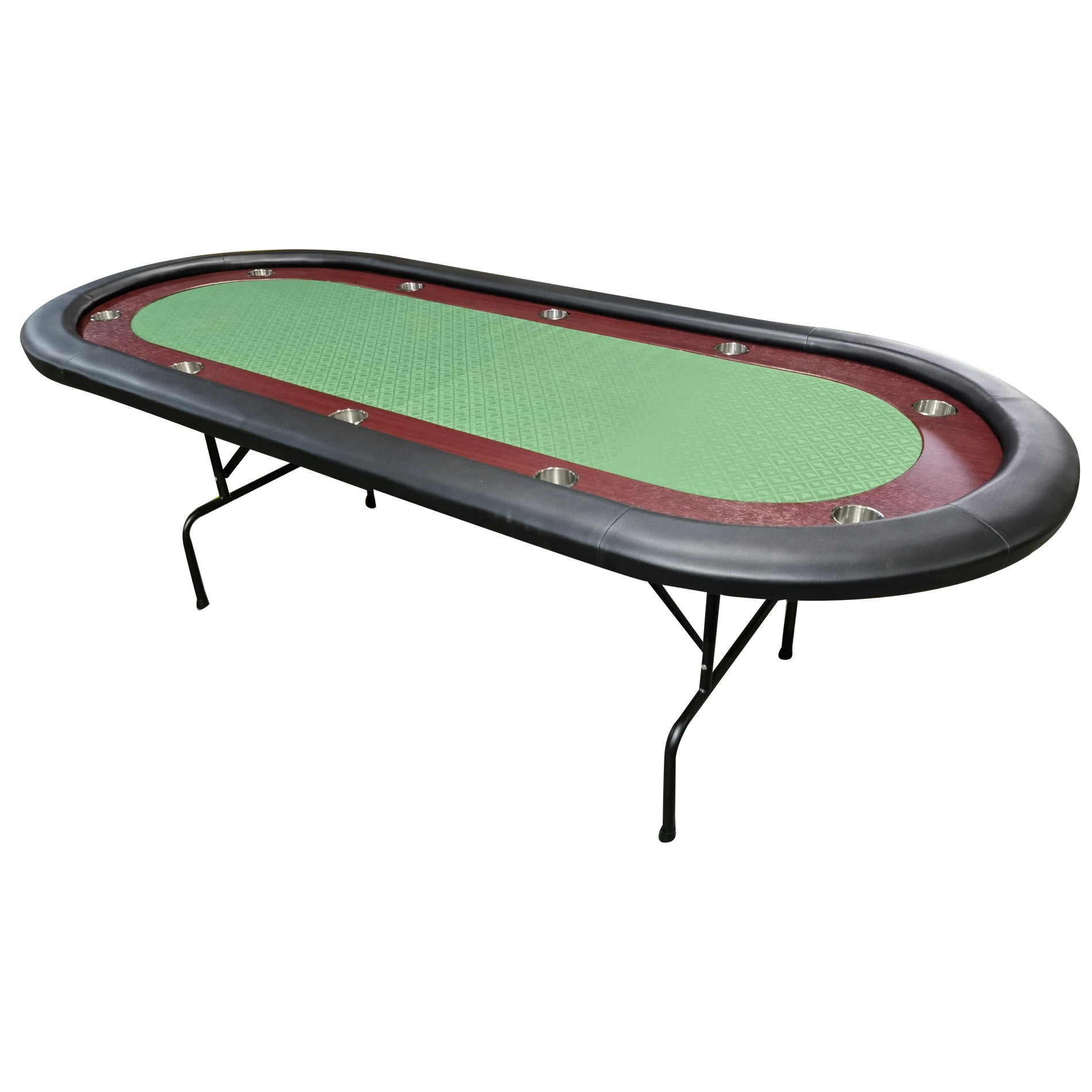 96" Light Series Folding Wooden Racetrack Green Felt Foldable Poker Table Green Modern Metal & Wood