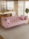 71 Inch Convertibleseat Sofa, American Retro Pink Velvet, Suitable For Small Living Room, Bedroom, Office Pink Velvet 2 Seat