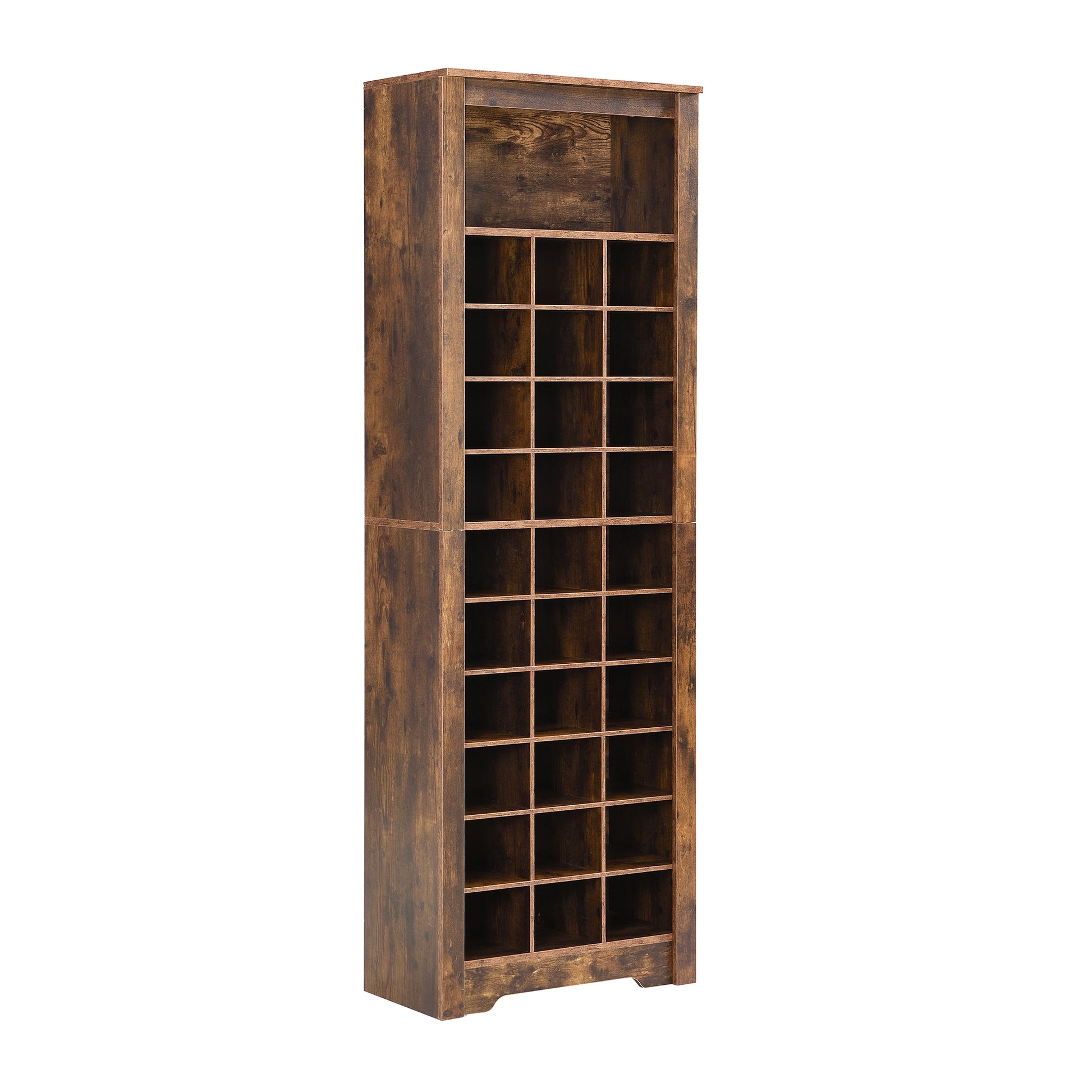 Stylish Design 30 Shoe Cubby Console, Contemporary Shoe Cabinet With Multiple Storage Capacity, Free Standing Tall Cabinet With Versatile Use For Hallway, Bedroom, Rustic Brown Filing Cabinets Rustic Brown Primary Living Space Particle Board