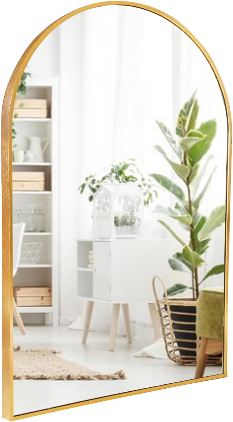 Gold 24*36In Metal Arch Mirror Gold Classic,Mission Mdf Glass Aluminium