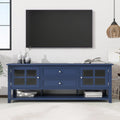 Tv Stand For Tvs Up To 60'', Entertainment Center With Multifunctional Storage Space, Tv Cabinet With Modern Design, Media Console For Living Room, Bedroom Blue 50 59 Inches 50 59 Inches 60 Inches Mdf