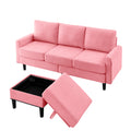 Upholstered Sectional Sofa Couch, L Shaped Couch With Storage Reversible Ottoman Bench 3 Seater For Living Room, Apartment, Compact Spaces, Fabric Pink Pink Wood Primary Living Space Soft Pillow Back Modern Square Arms Foam Solid Wood 4 Seat
