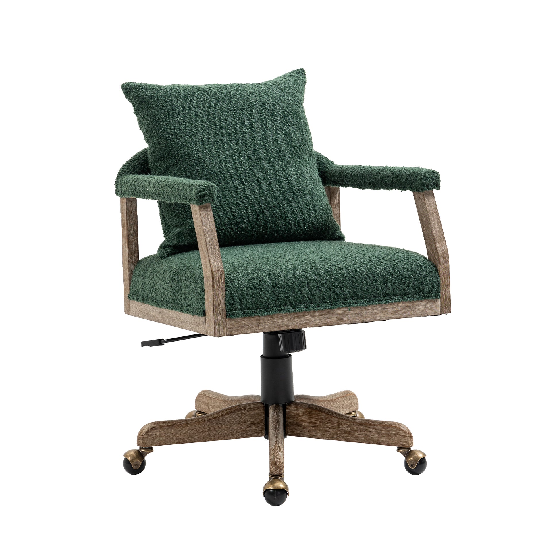 Coolmore Computer Chair Office Chair Adjustable Swivel Chair Fabric Seat Home Study Chair Emerald Boucle