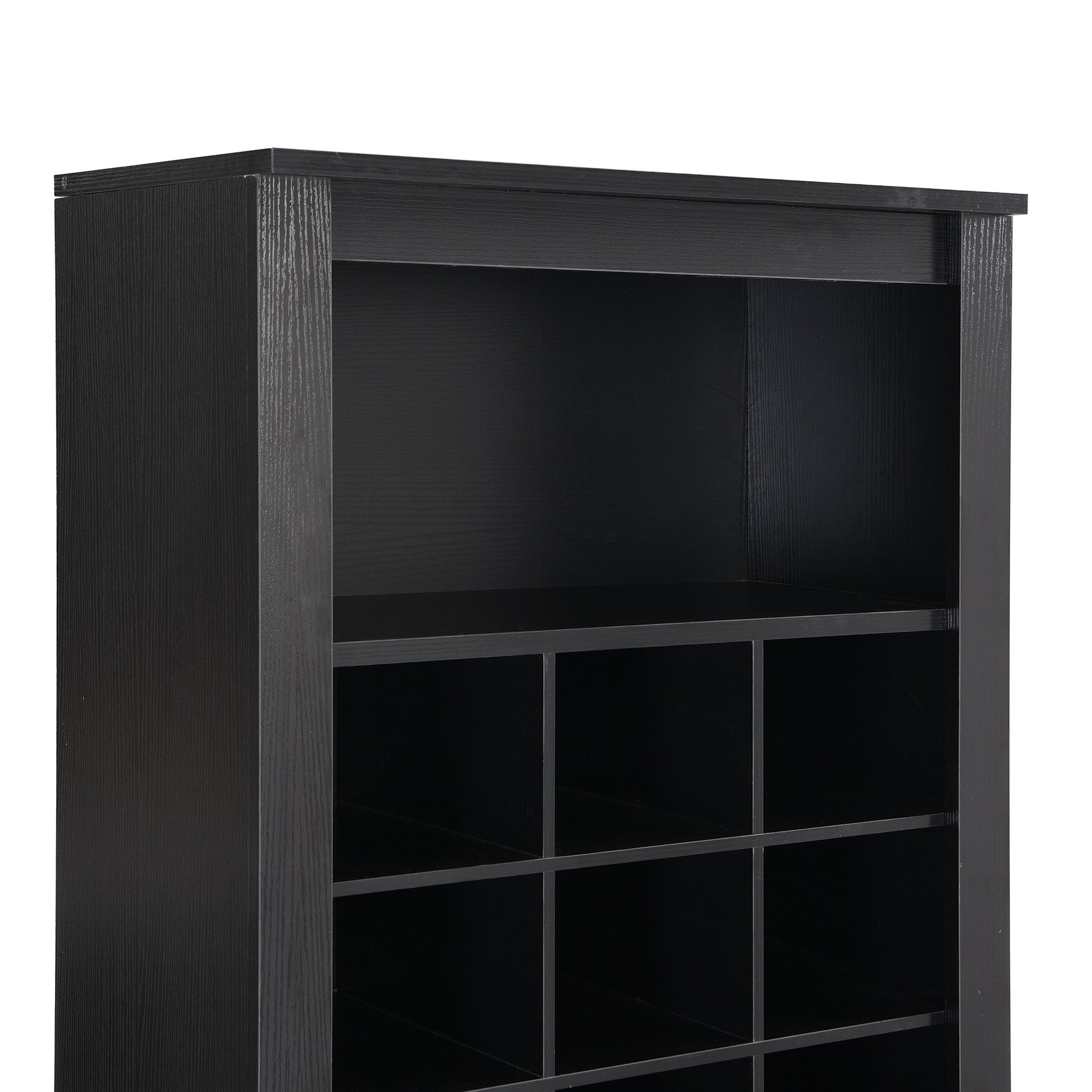 Stylish Design 30 Shoe Cubby Console, Contemporary Shoe Cabinet With Multiple Storage Capacity, Free Standing Tall Cabinet With Versatile Use For Hallway, Bedroom, Black Filing Cabinets Black Primary Living Space Particle Board