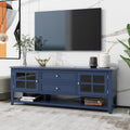 Tv Stand For Tvs Up To 60'', Entertainment Center With Multifunctional Storage Space, Tv Cabinet With Modern Design, Media Console For Living Room, Bedroom Blue 50 59 Inches 50 59 Inches 60 Inches Mdf