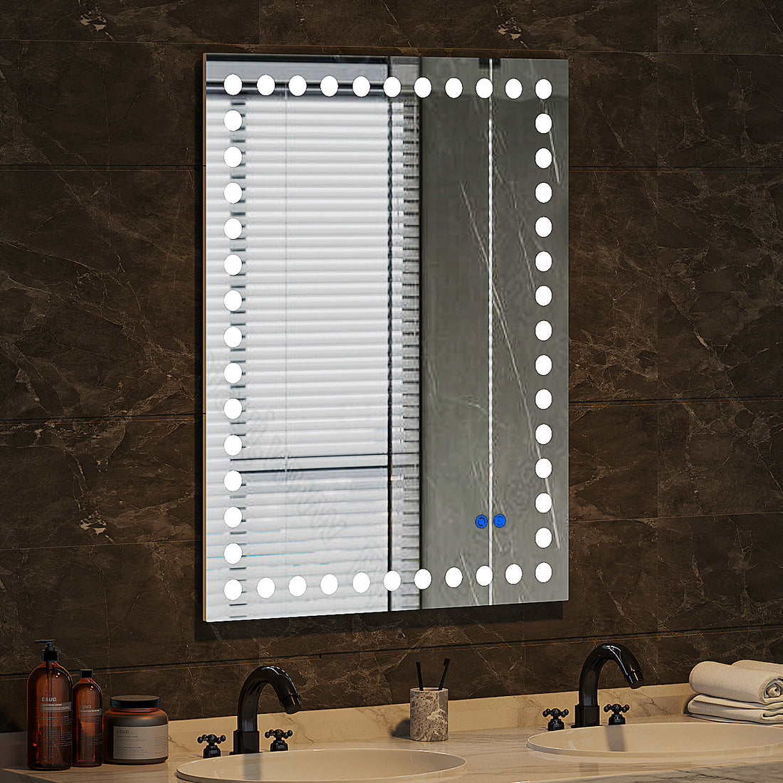 40X32 Inch Led Lit Bathroom Mirror, Wall Mounted Anti white-glass