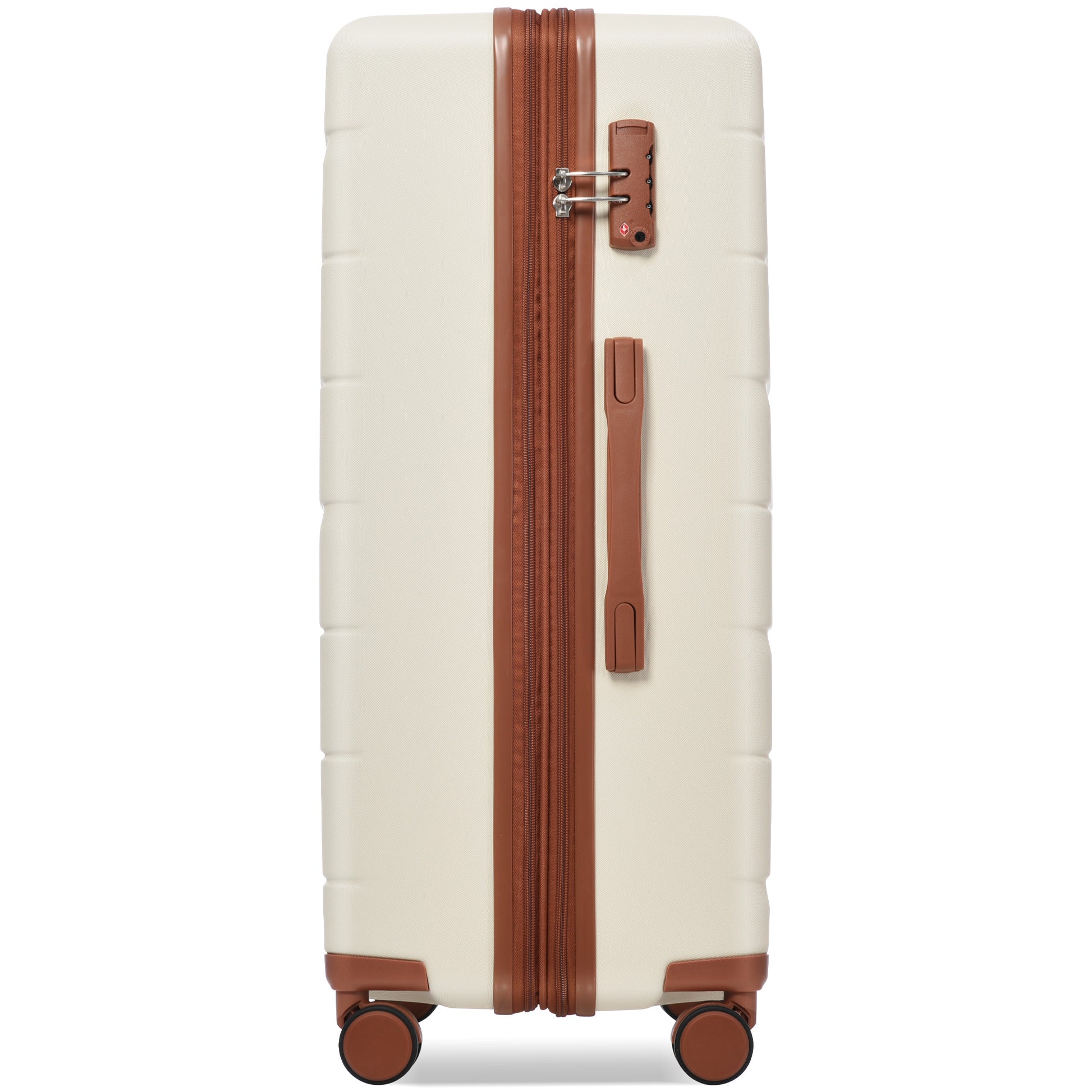 Luggage Sets 4 Piece, Expandable Abs Durable Suitcase With Travel Bag, Carry On Luggage Suitcase Set With 360 Spinner Wheels, Ivory And Brown Beige Brown Abs