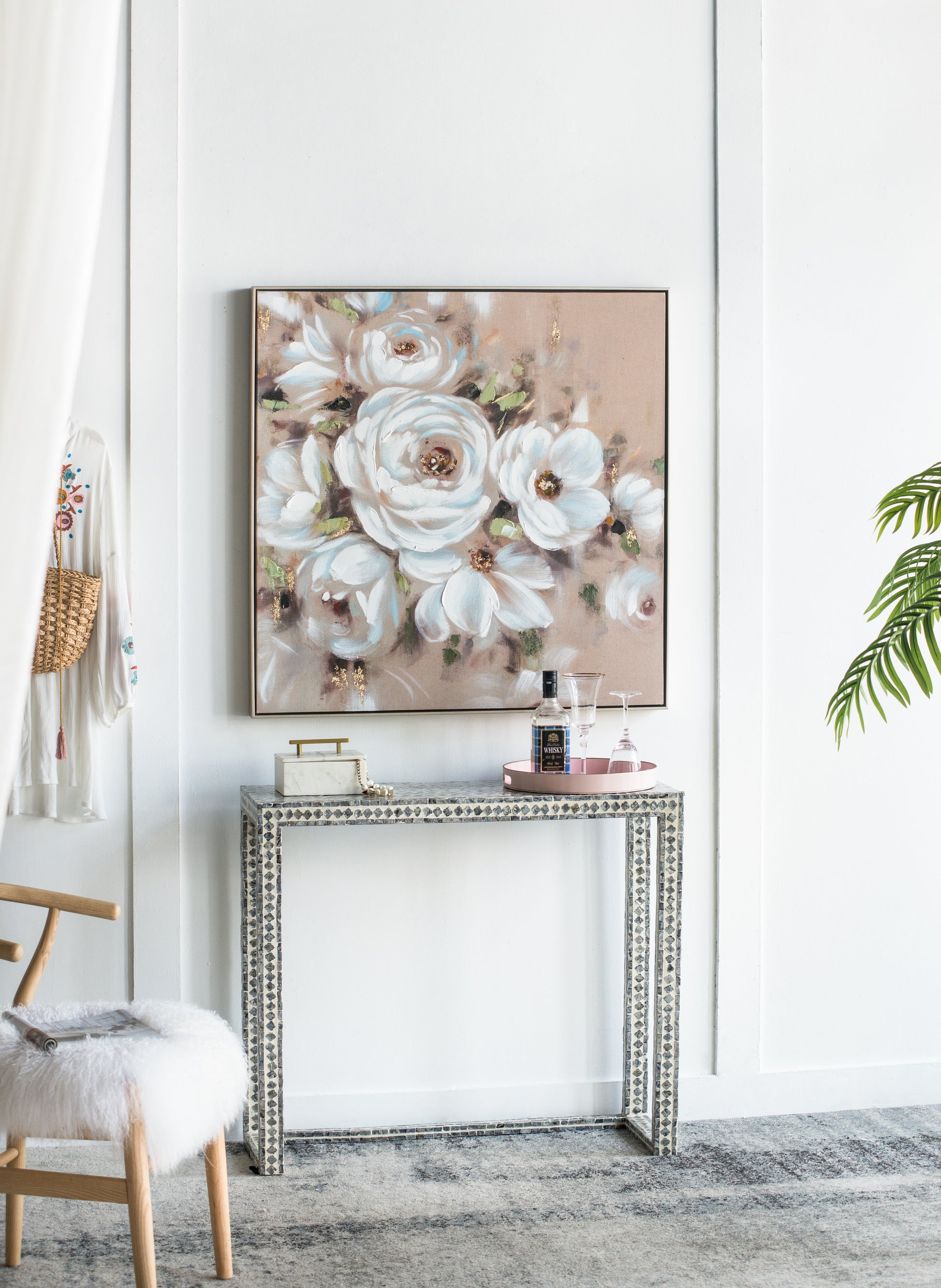 36" X 36" Square Framed Wall Art Flower Canvas Print, Home Decor For Living Room Kitchen Foyer Office Multicolor Canvas