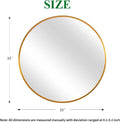 Gold 32 IN Metal Round mirror golden-classic-modern-mdf+glass-aluminium