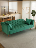 71 Inch Convertibleseat Sofa, American Retro Green Velvet, Suitable For Small Living Room, Bedroom, Office Green Velvet 2 Seat