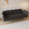 69.7 Inch Black Velvet Nail Head Sofa Bed With Throw Pillow Black Velvet 2 Seat