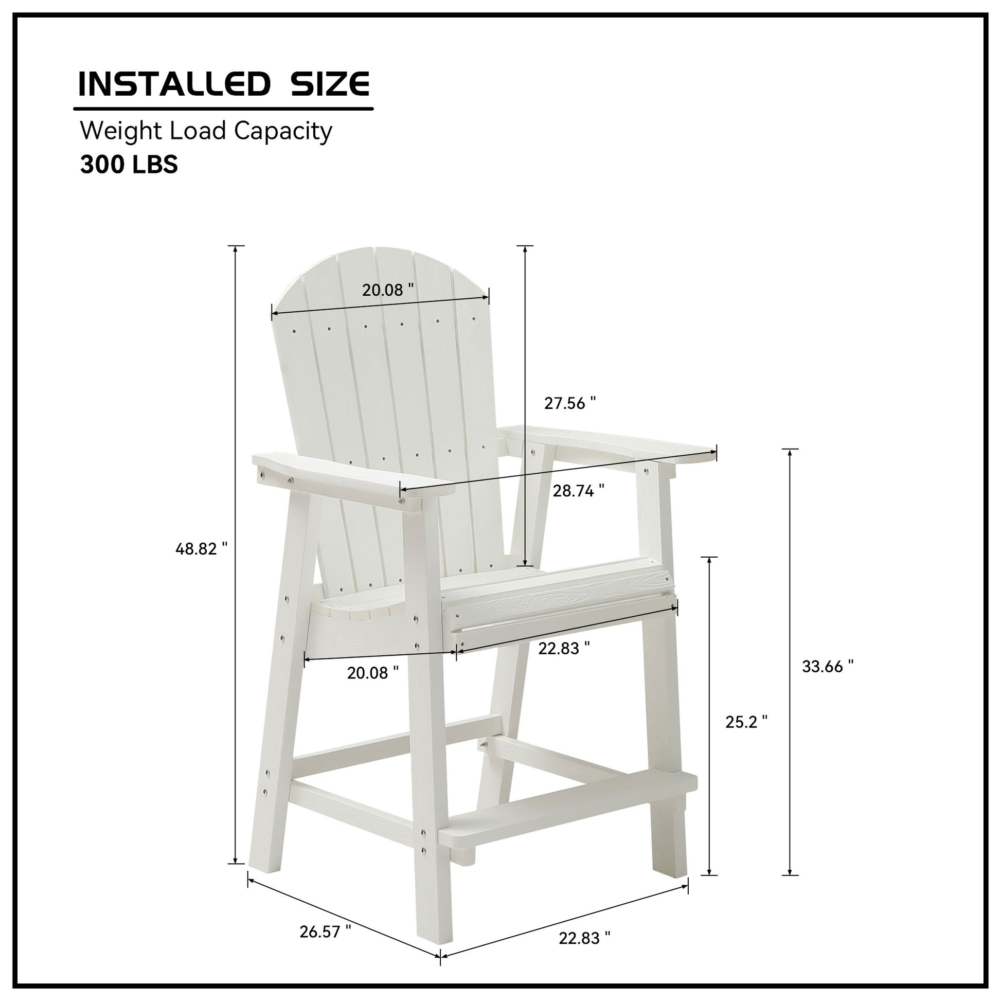 Hips Bar Chair With Armrest,Patio Bar Chair Set Of 2, White Matte White Hdpe