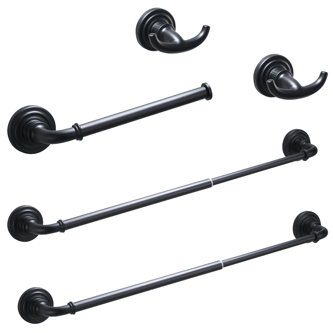 Bathroom Hardware Set Black 4 Pieces Bathroom Towel Rack 24 Inches Adjustable Bathroom Accessories Set Black Bathroom Antique,Classic,Industrial,Modern Stainless Steel