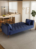 71 Inch Convertibleseat Sofa, American Retro Blue Velvet Material, Suitable For Small Living Room, Bedroom, Office Blue Velvet 2 Seat