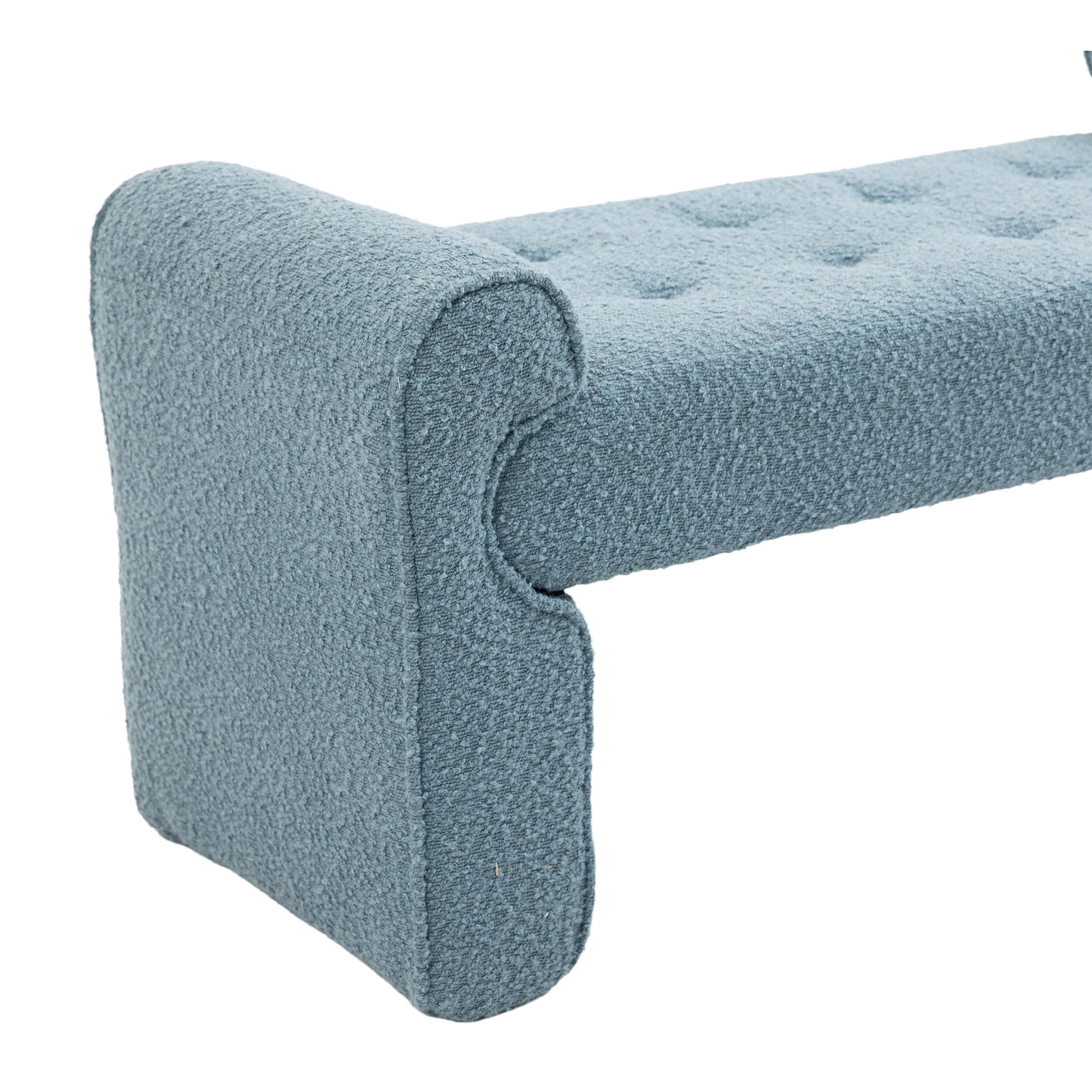 Coolmore Modern Ottoman Bench, Bed Stool Made Of Loop Gauze, End Bed Bench, Footrest For Bedroom, Living Room, End Of Bed, Hallway Light Blue Boucle
