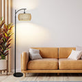 Arc Floor Lamp With Remote Control Brown Table&Floor Lamps Rattan