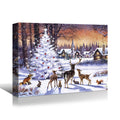 Framed Canvas Wall Art Decor Painting For Chrismas, Cute Animals With Chrismas Tree Gift Painting For Decoration For Chrismas Eve Office Living Room, Bedroom Decor 1812In Thickness 1.5Inch Rectangle Framed Multicolor Christmas Oversized 41In Canvas