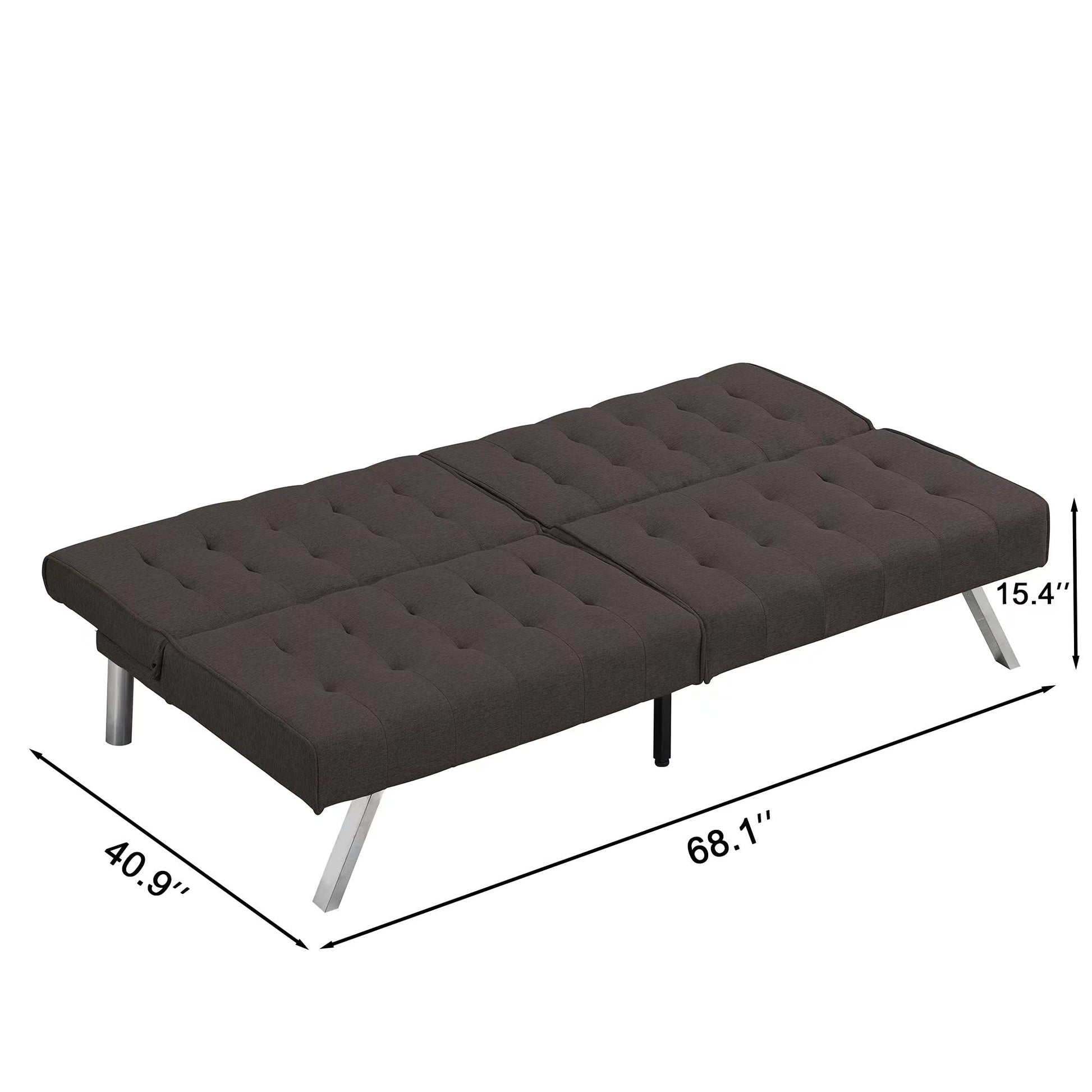 Wood Frame, Stainless Leg, Futon, Sofa Bed Espresso Espresso Fabric