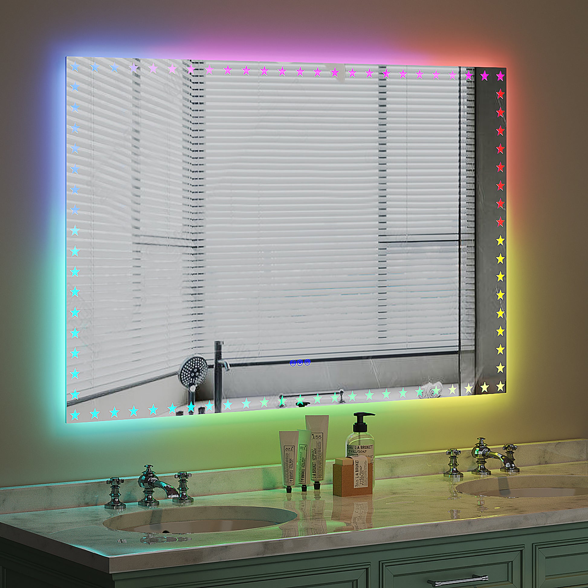 60X40 inch LED Bathroom Mirror with Lights Backlit RGB white-aluminium