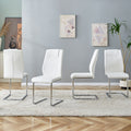 Modern Dining Chairs With Faux Leather Padded Seat Dining Living Room Chairs Upholstered Chair With Metal Legs Design For Kitchen, Living, Bedroom, Dining Room Side Chairs Set Of 4 White Pu C 001 White Foam Pu