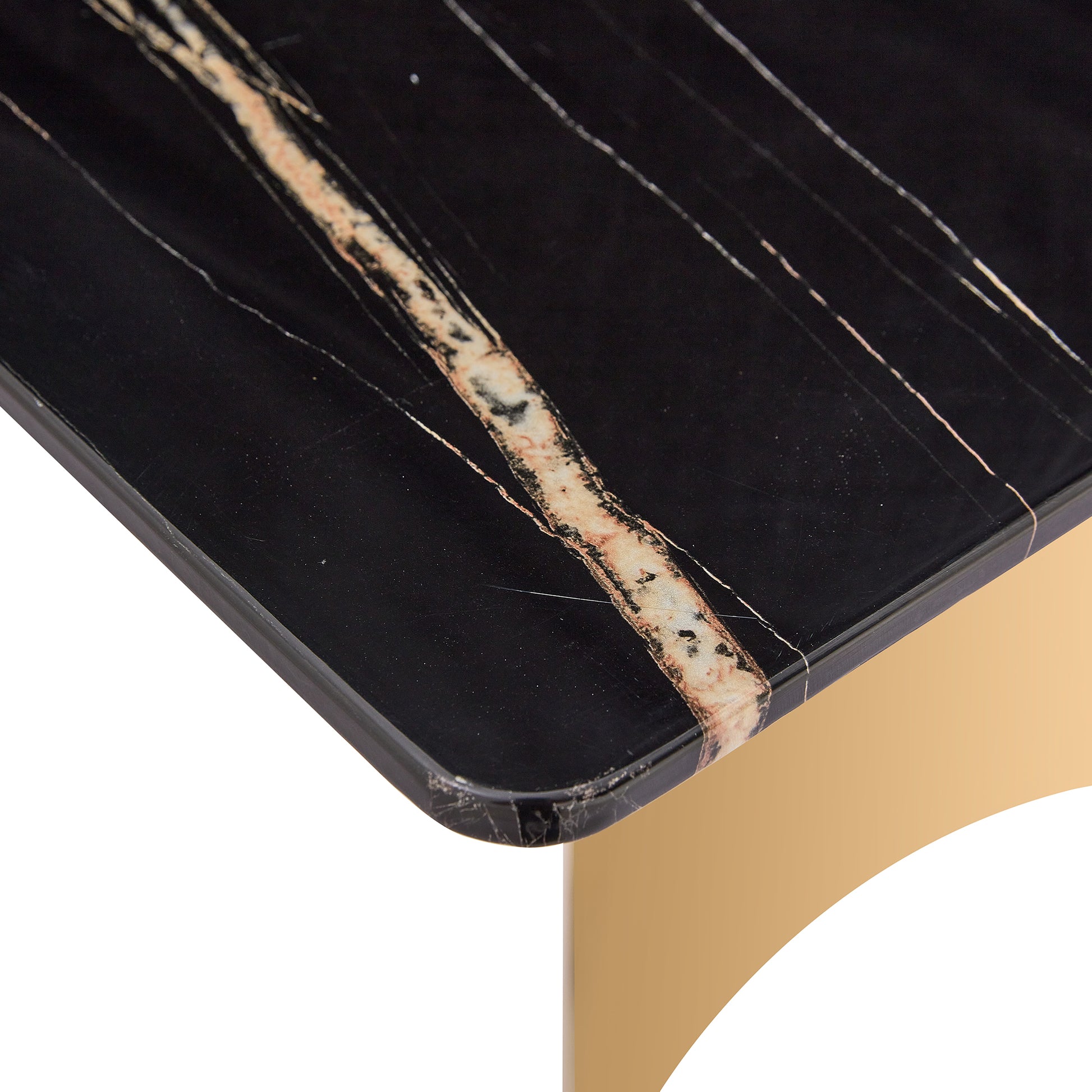 Modern Minimalist Dining Table. The Black Patterned Glass Desktop Is Equipped With Golden Metal Legs. Suitable For Restaurants And Living Rooms 71" *39.3" *29.5" Dt 69 Black Glass