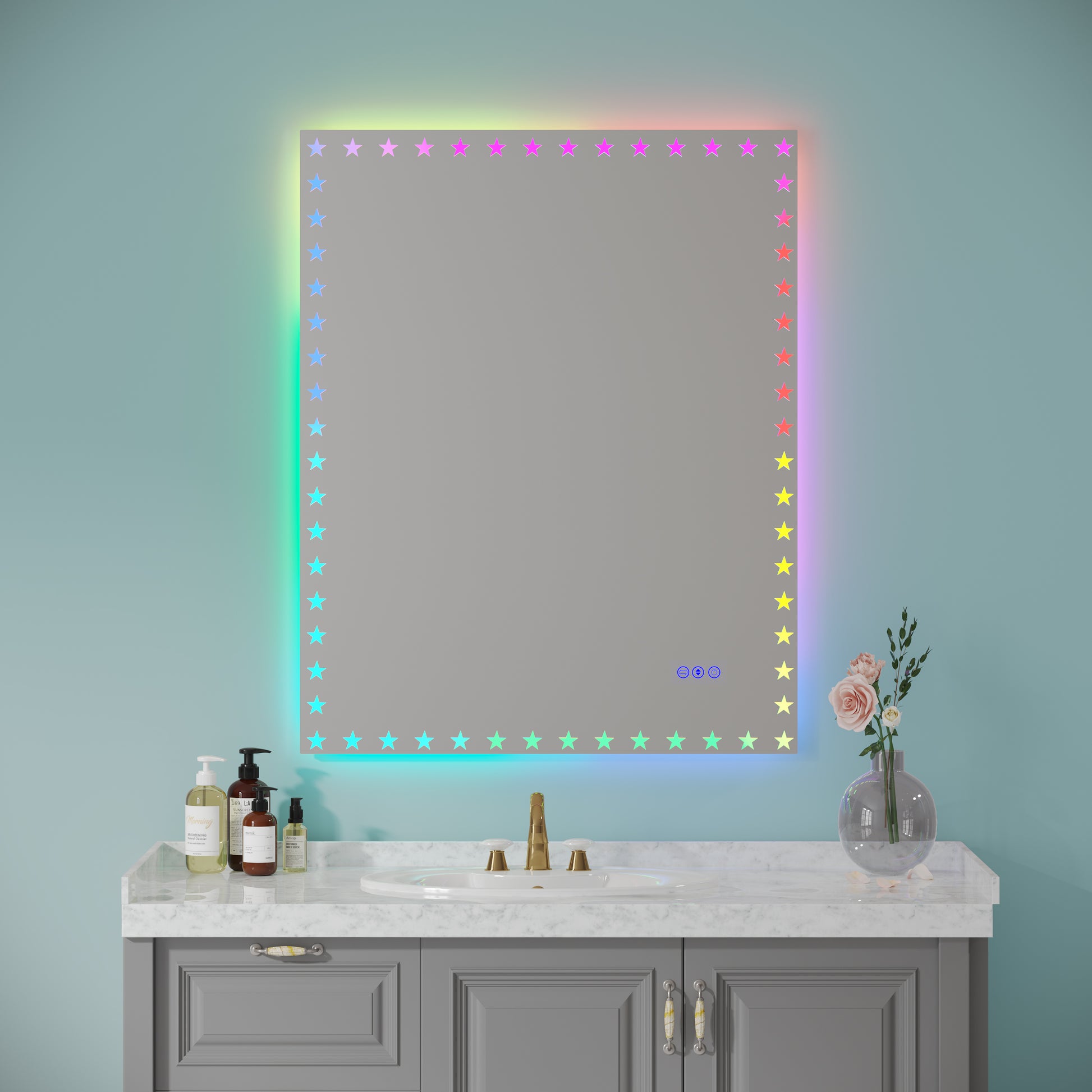 40 32 inch LED Bathroom Mirror with Lights Backlit RGB white-aluminium