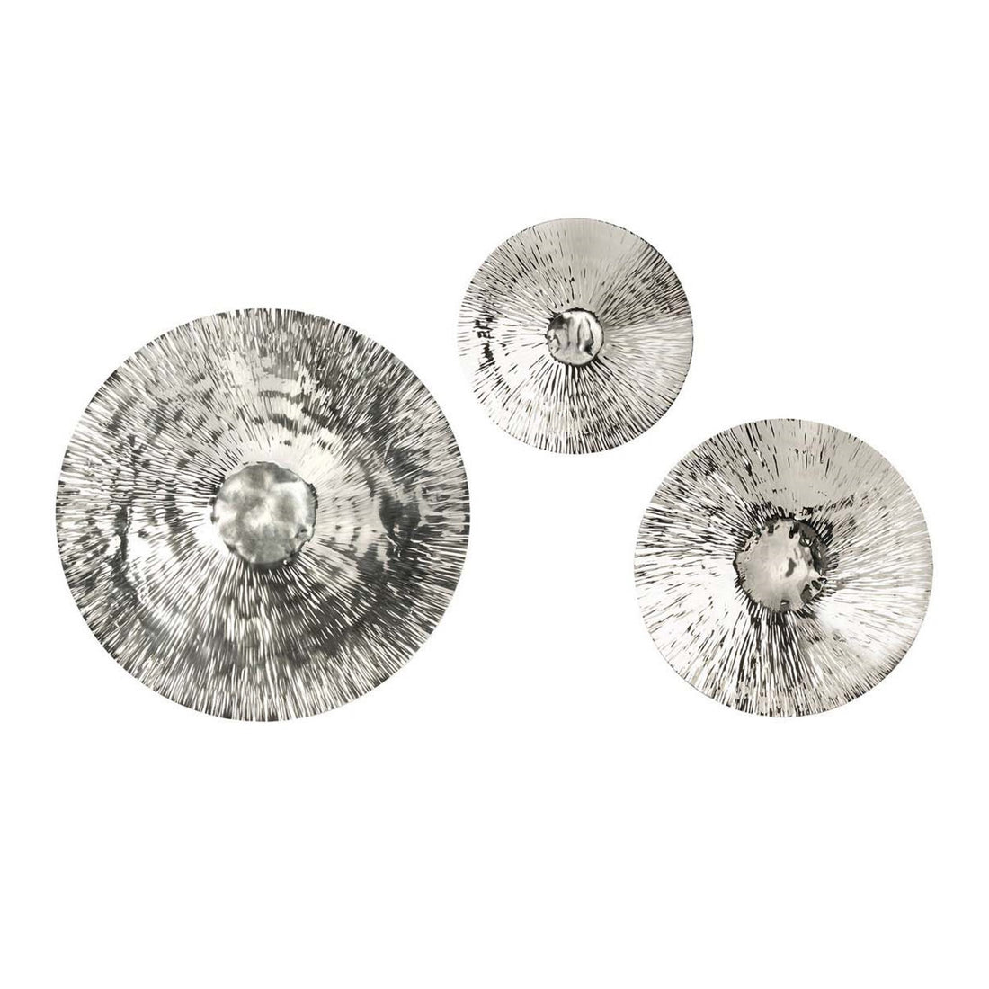 Silver Textured Oversized Disc, Wall Decor for Living silver-stainless steel