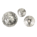 Silver Textured Oversized Disc, Wall Decor For Living Room Bedrrom Entryway Office, Set Of 3 Silver Stainless Steel