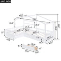 Twin Size House Platform Bed With Three Storage Drawers,White Box Spring Not Required Twin White Wood Bedroom Pine