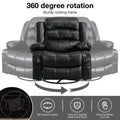 Massage Swivel Rocker Recliner Chair With Vibration Massage And Heat Ergonomic Lounge Chair For Living Room With Rocking Function And Side Pocket2 Cup Holders Usb Charge Port ,Black. Black Primary Living Space Soft Heavy Duty Cotton Pu Leather