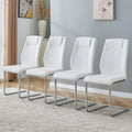 Modern Dining Chairs With Faux Leather Padded Seat Dining Living Room Chairs Upholstered Chair With Metal Legs Design For Kitchen, Living, Bedroom, Dining Room Side Chairs Set Of 4 White Pu C 001 White Foam Pu