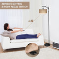 Arc Floor Lamp For Living Room With 3 Color Temperatures Brown Table&Floor Lamps Rattan