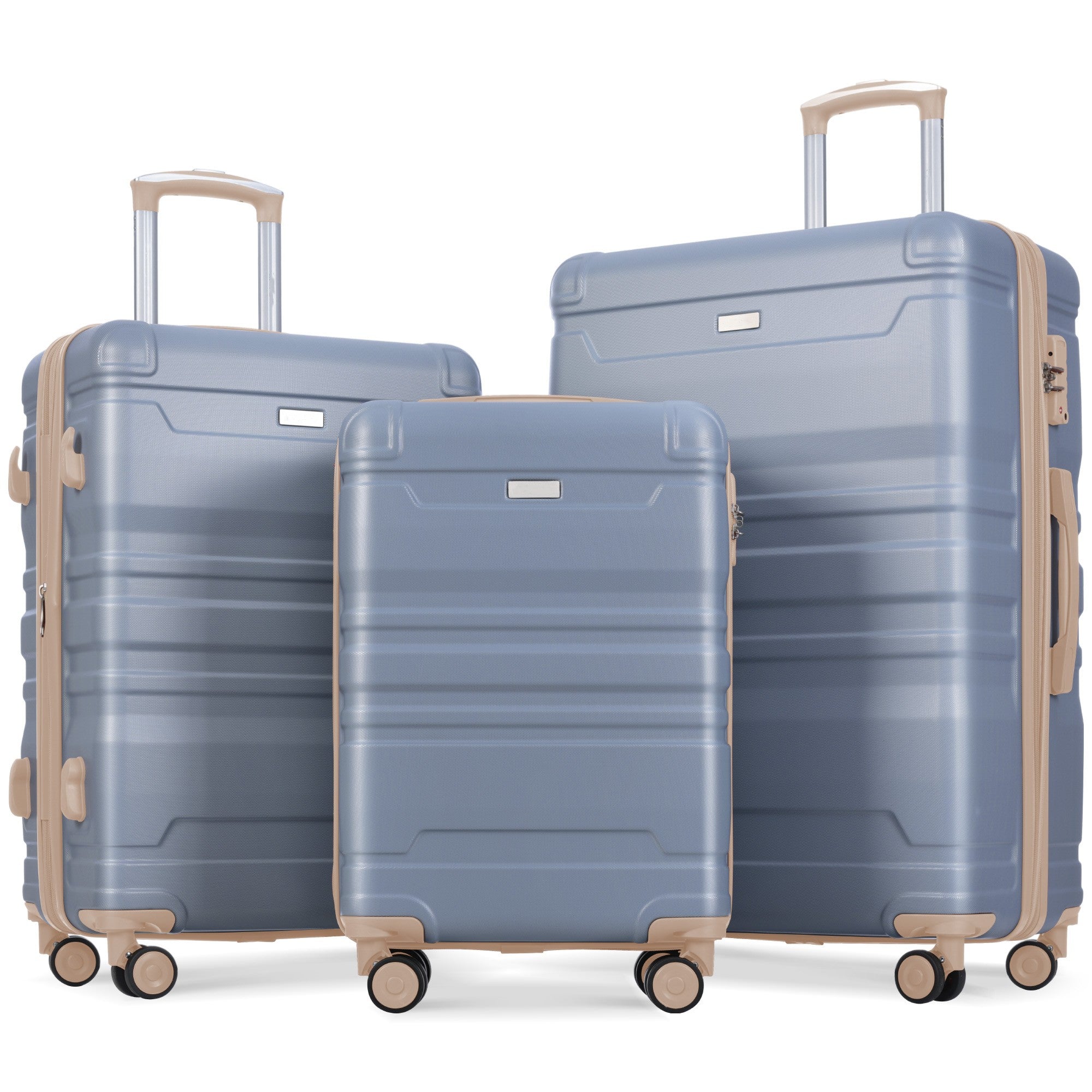 Luggage Sets Model Expandable Abs Hardshell 3Pcs Clearance Luggage Hardside Lightweight Durable Suitcase Sets Spinner Wheels Suitcase With Tsa Lock 20''24''28'' Light Blue And Golden Light Blue Abs