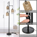 3 Lights Boho Floor Lamp With Stepless Dimmer Brown Table&Floor Lamps Rattan