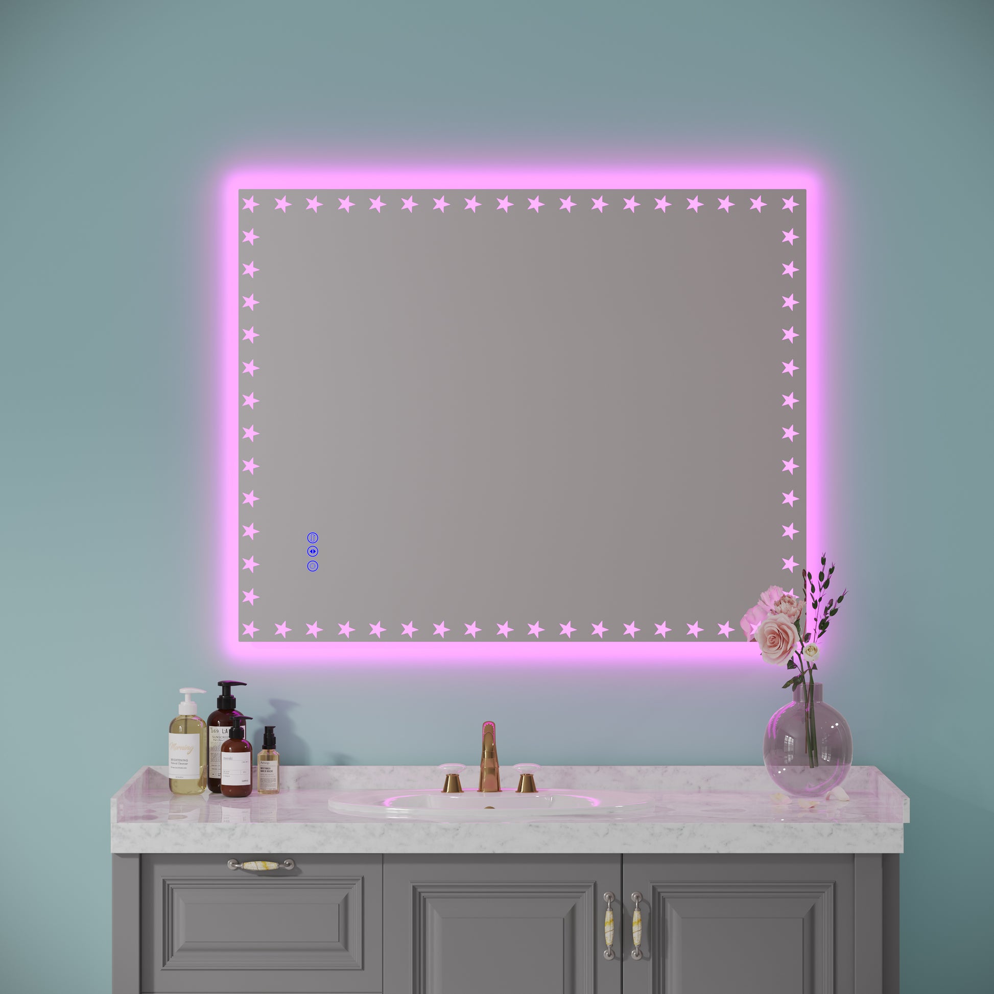 40 32 inch LED Bathroom Mirror with Lights Backlit RGB white-aluminium