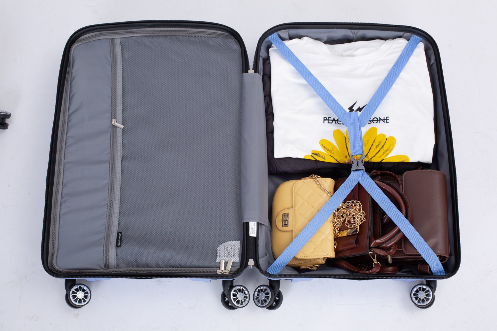 Hardshell Suitcase Double Spinner Wheels PP Luggage purplish blue-polypropylene