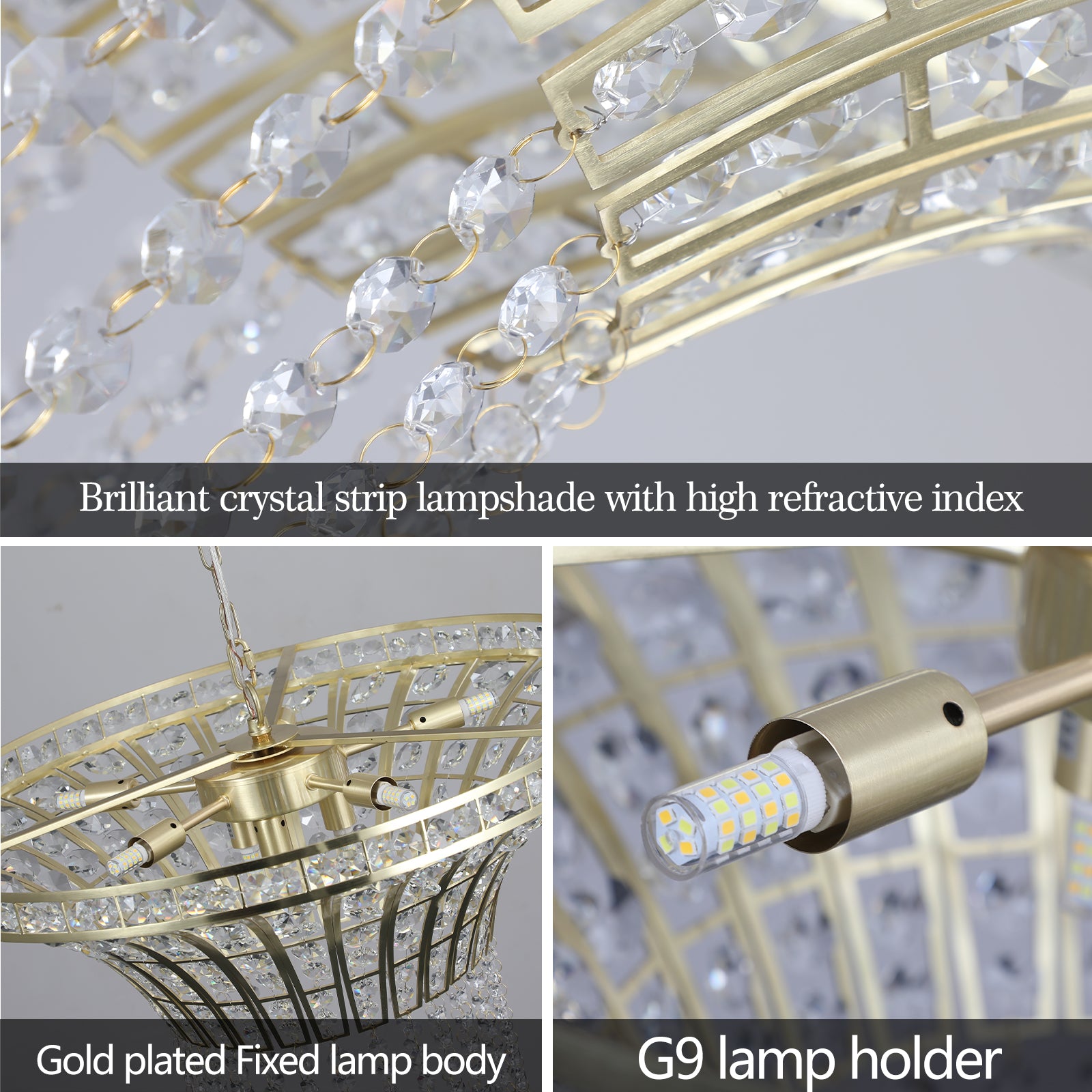 Same As W1340P189414 L005016 D600 P8G 8 Light 23.6" Wide Crystal Waterfall Chandelier Transparent Modern Crystal