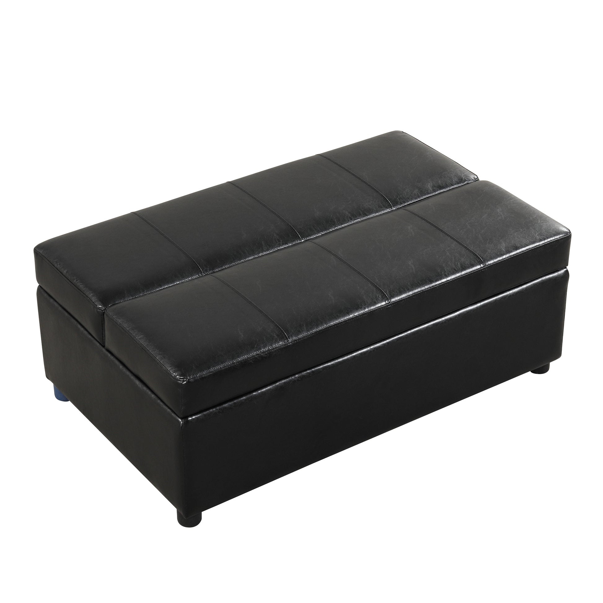 Twin Size Folding Ottoman Sleeper Bed With Mattress Convertible Guest Bed Black Black Pu Foam Pu 1 Seat