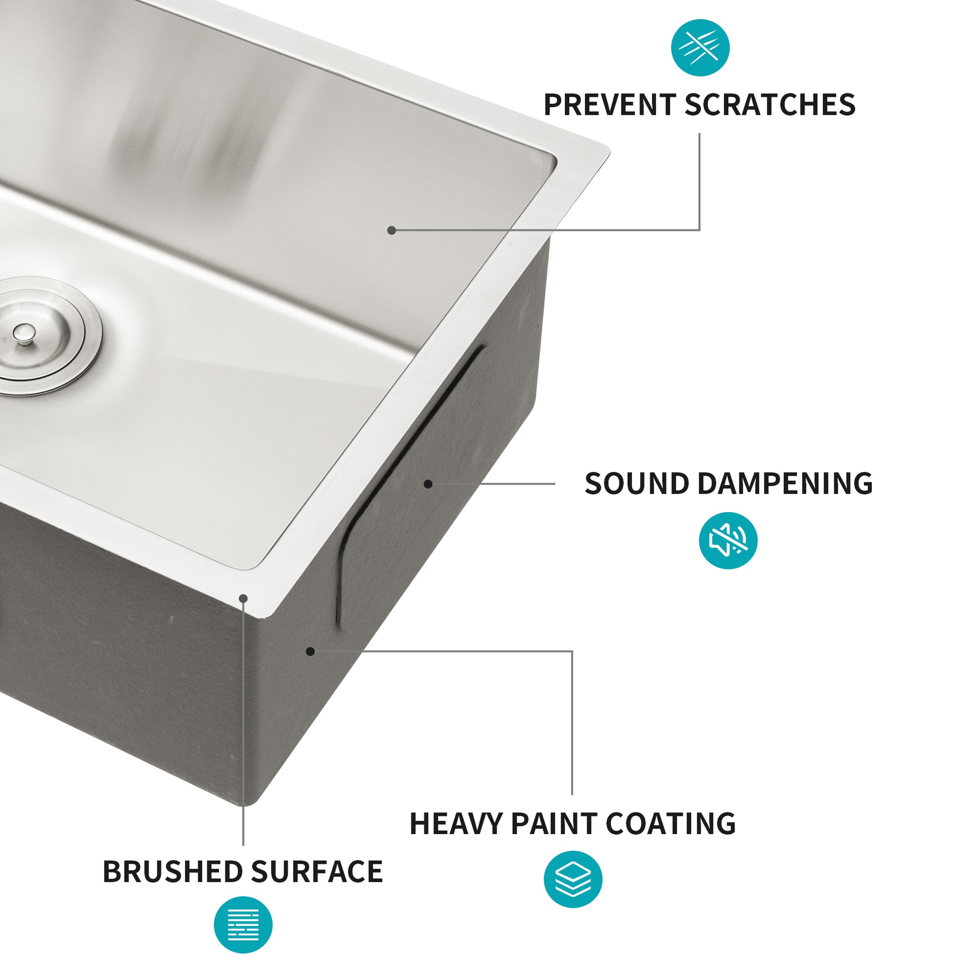 33 Inch Undermount Sink 33"X19"X10" Undermount Stainless Steel Kitchen Sink 16 Gauge 10 Inch Deep Single Bowl Kitchen Sink Basin Brushed Nickel Stainless Steel