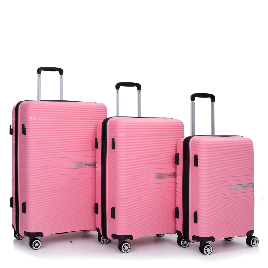 Hardshell Suitcase Double Spinner Wheels Pp Luggage Sets Lightweight Durable Suitcase With Tsa Lock,3 Piece Set 20 24 28 Pink Pink Polypropylene