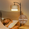 Arc Floor Lamp For Living Room With 3 Color Temperatures Brown Table&Floor Lamps Rattan