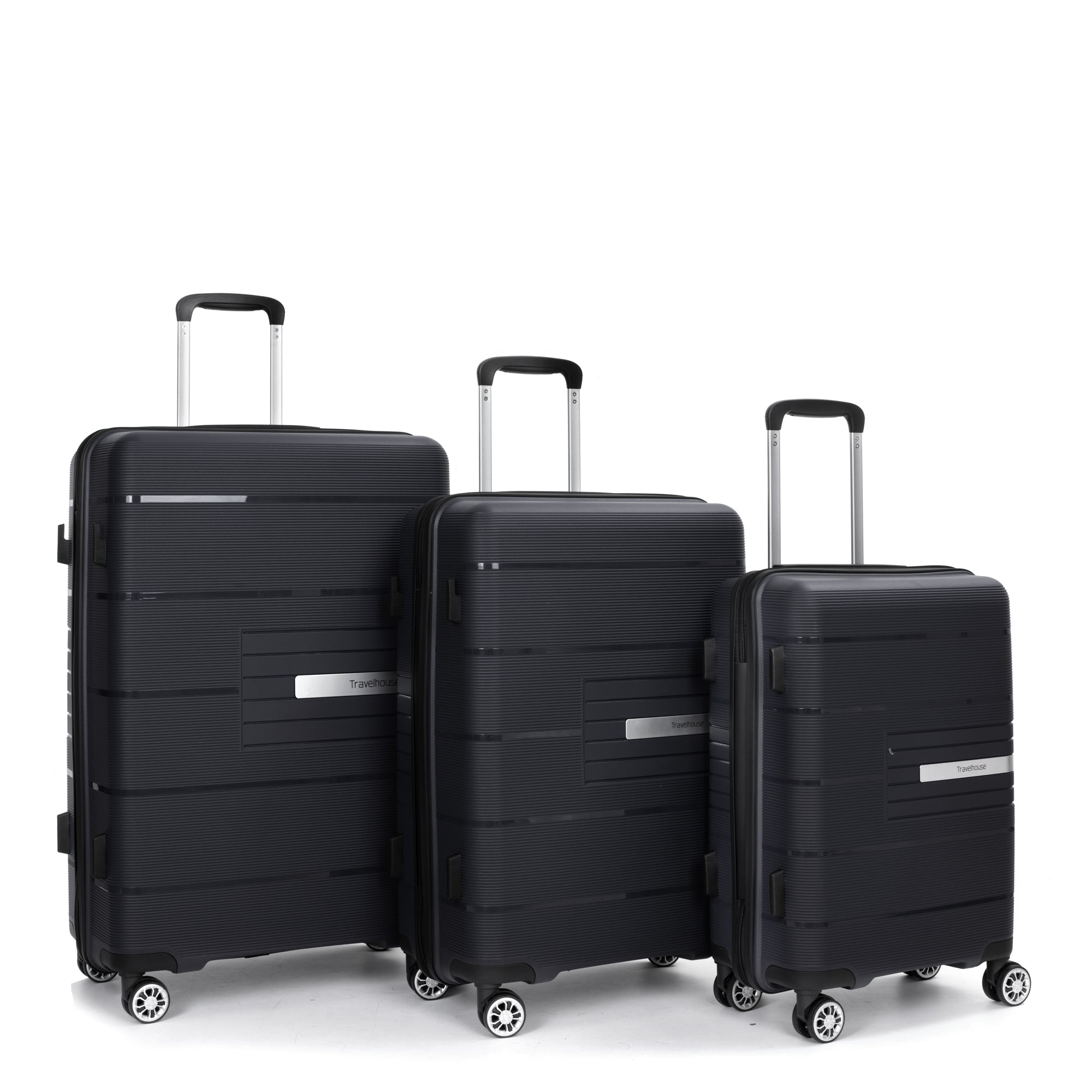Hardshell Suitcase Double Spinner Wheels PP Luggage black-polypropylene