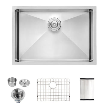 28 Inch Undermount Sink 28"X18"X10" Undermount Stainless Steel Kitchen Sink 16 Gauge 10 Inch Deep Single Bowl Kitchen Sink Basin Brushed Nickel Stainless Steel